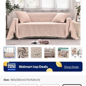 Elegant light pink Sofa Cover with Tassels